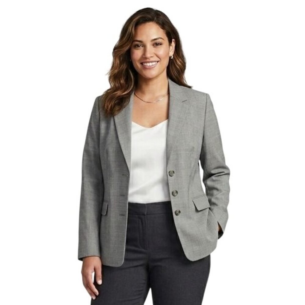 Lands End Houndstooth Wool Blend Blazer Fully Lined Career Size 12P